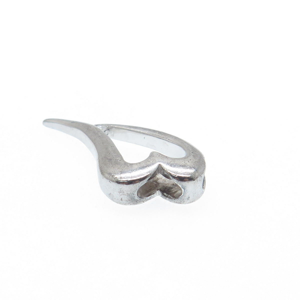 925 Sterling Silver Real Round-Cut Diamond Accent Open Heart Slide Pendant