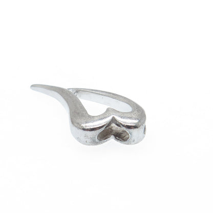 925 Sterling Silver Real Round-Cut Diamond Accent Open Heart Slide Pendant