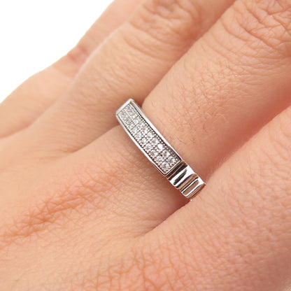 925 Sterling Silver Round-Cut C Z Band Ring Size 10