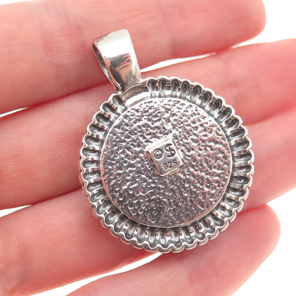 Shube 925 Sterling Silver Vintage Real Lapis Sun Oxidized Pendant