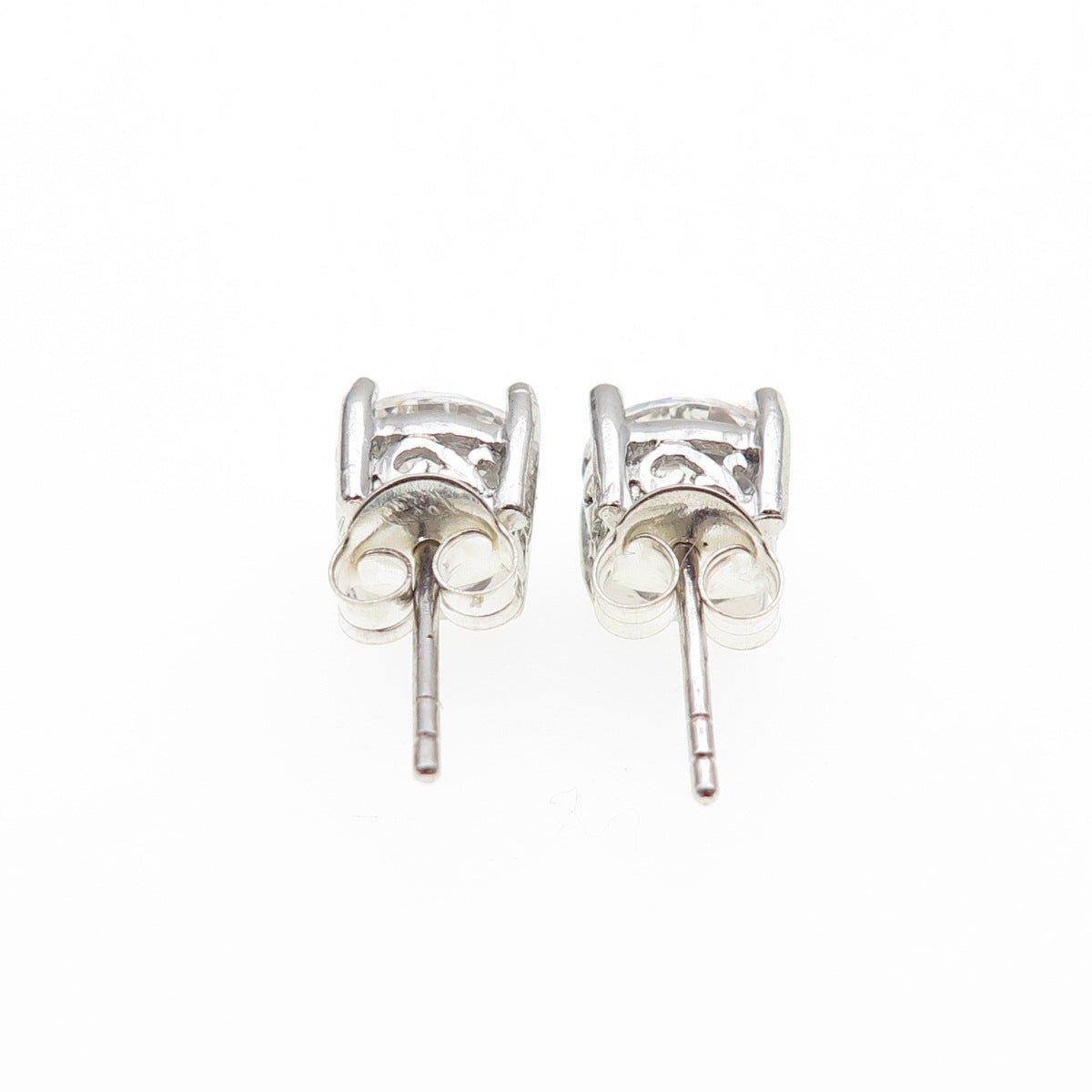 925 Sterling Silver Round-Cut C Z Stud Earrings