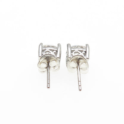 925 Sterling Silver Round-Cut C Z Stud Earrings