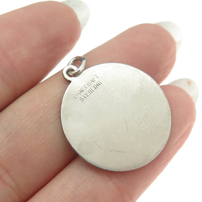DANECRAFT 925 Sterling Silver Vintage "I Love You" Round Pendant