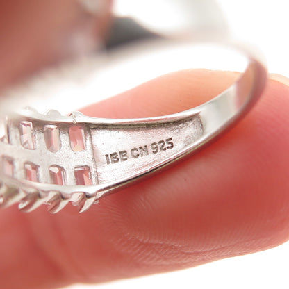 925 Sterling Silver Emerald-Cut C Z Half Eternity Ring Size 6