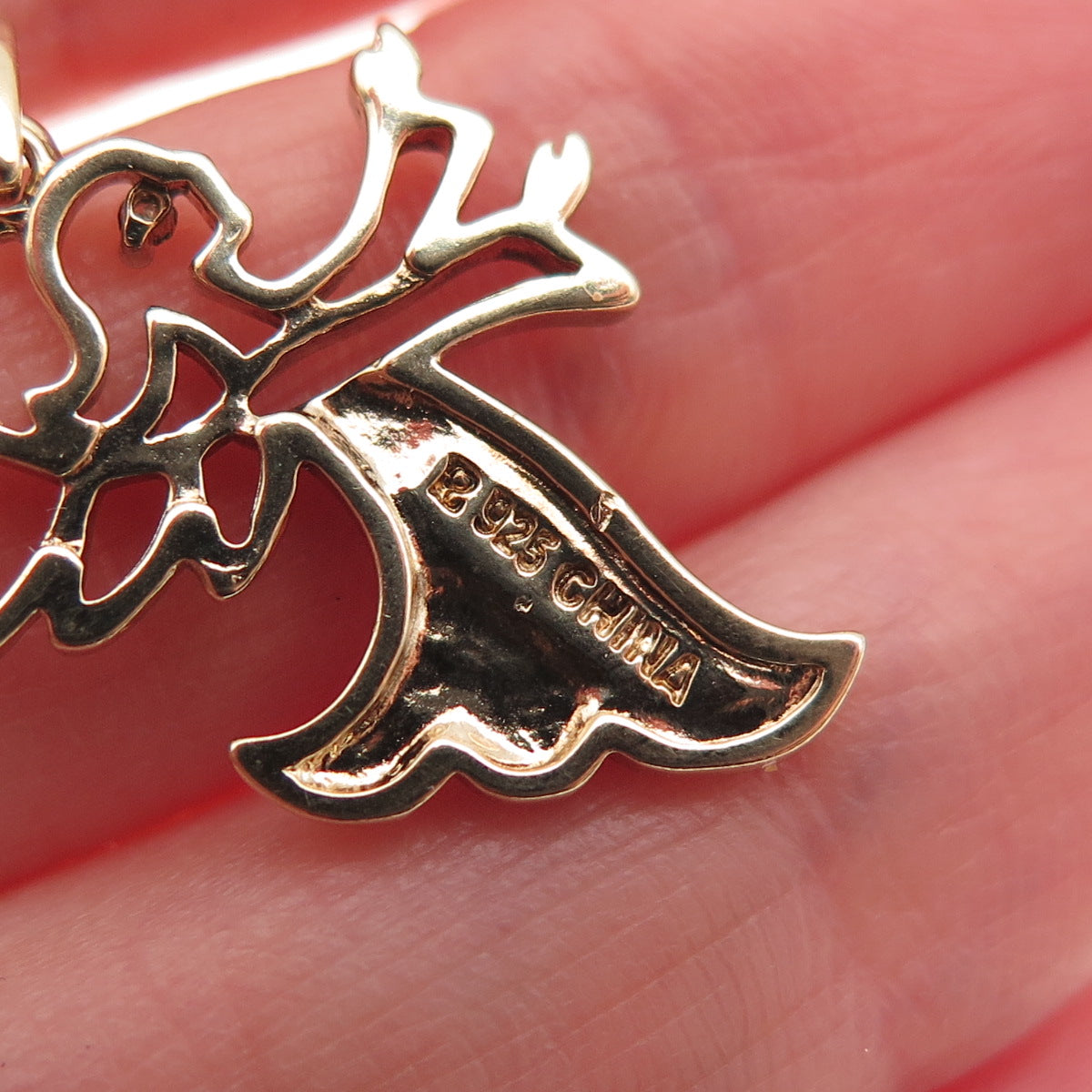 Ross Simons 925 Sterling Silver 2-Tone Real Diamond Accent Angel Charm Pendant