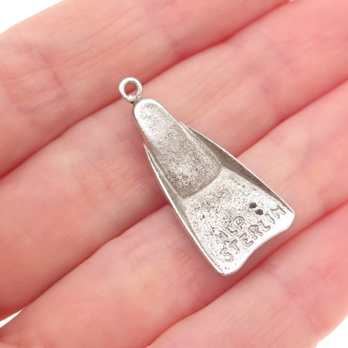 925 Sterling Silver Vintage HLP Scuba Diving Fin Oxidized Charm Pendant