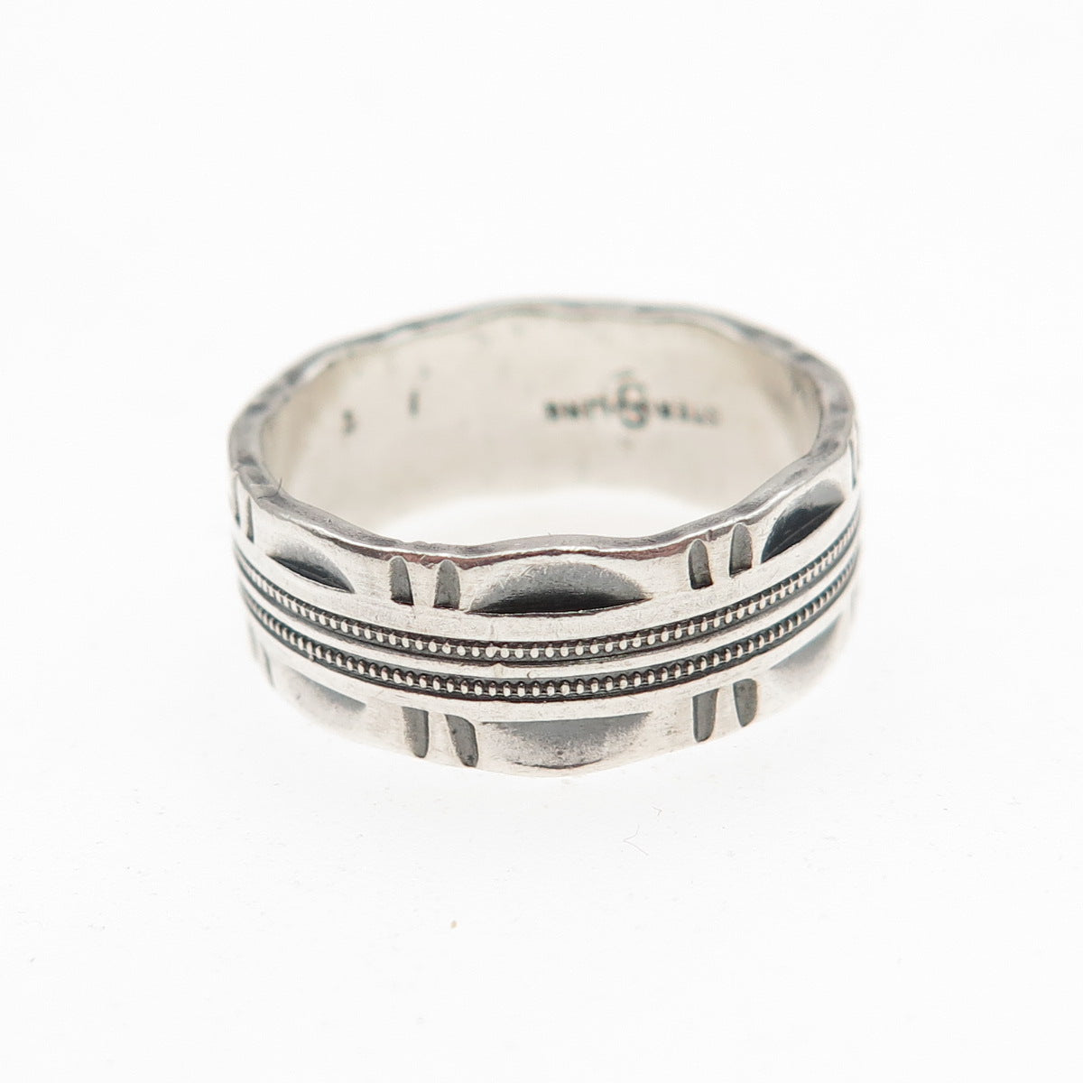 J.D. SCHLANG CO. 925 Sterling Silver Vintage Oxidized Band Ring Size 4.5