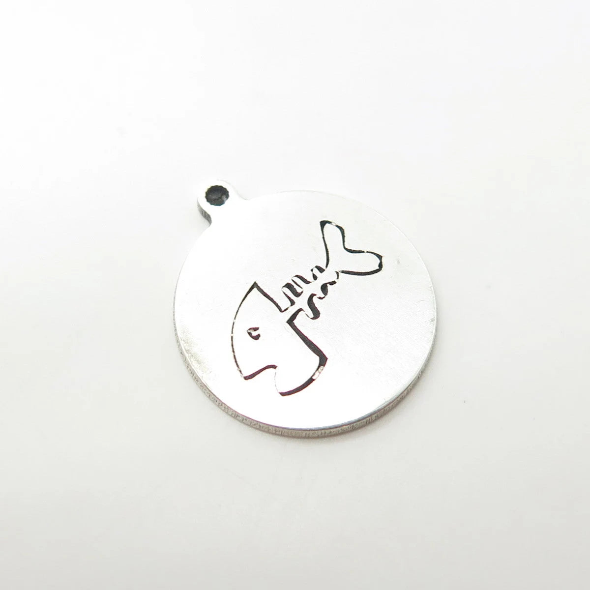 925 Sterling Silver USA Two In Town Skeleton Fish Charm Pendant