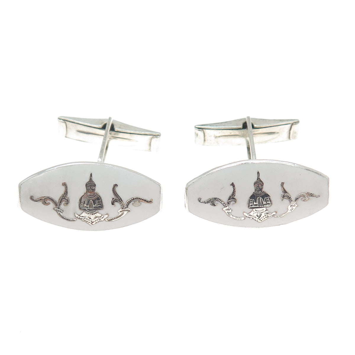925 Sterling Silver Antique Siam Buddha Cufflinks
