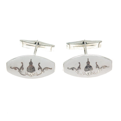 925 Sterling Silver Antique Siam Buddha Cufflinks