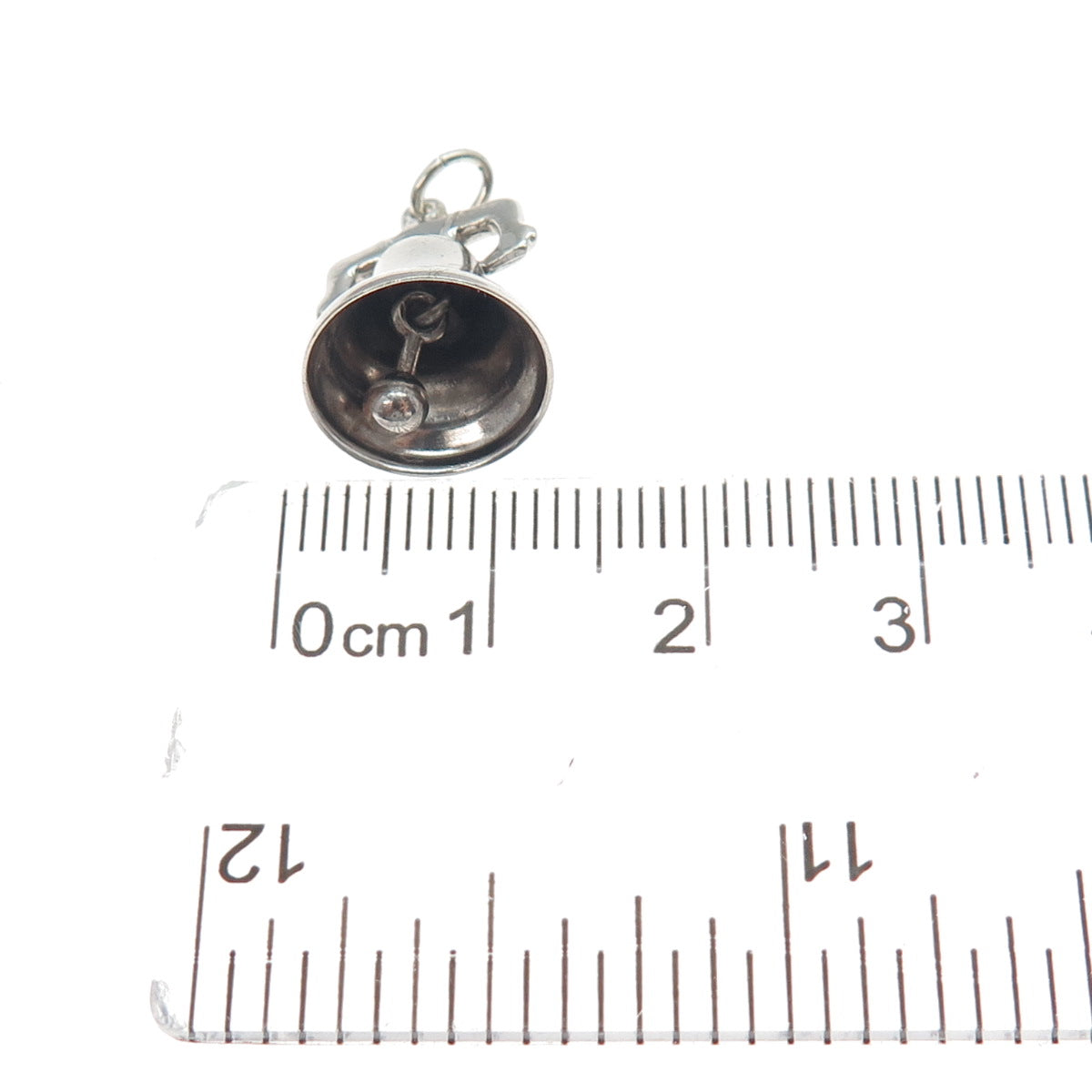 925 Sterling Silver Antique Art Deco Liberty Bell Minimalist 3D Charm Pendant