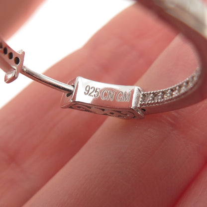 925 Sterling Silver Round-Cut C Z In & Out Hoop Earrings