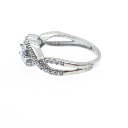 925 Sterling Silver Round-Cut C Z Infinity Twisted Promise Ring Size 7