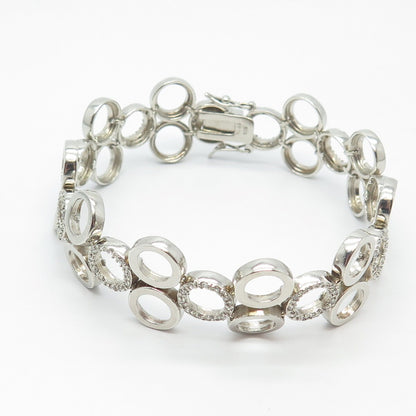925 Sterling Silver Seta C Z Bubbles Link Bracelet 7.25"