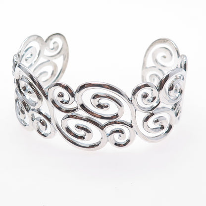 ROSS SIMONS 925 Sterling Silver Vintage Modernist Swirl Adjustable Bracelet 7"