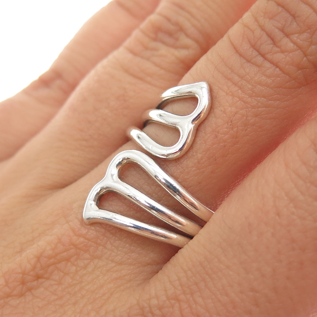 925 Sterling Silver Vintage Modernist Adjustable Ring Size 9