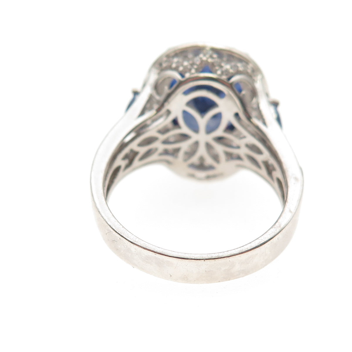 925 Sterling Silver Blue & White C Z Ring Size 8