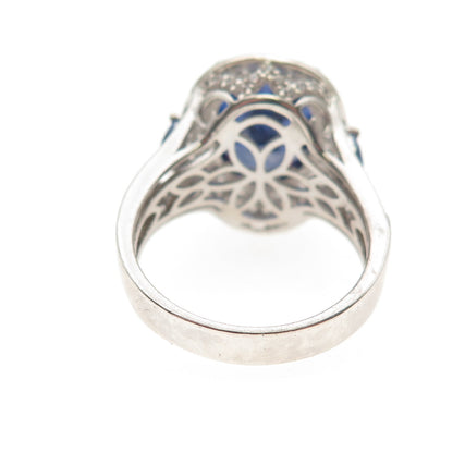 925 Sterling Silver Blue & White C Z Ring Size 8
