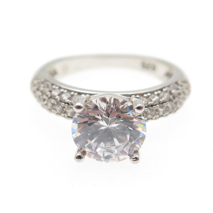 925 Sterling Silver Round-Cut C Z Engagement Ring Size 6