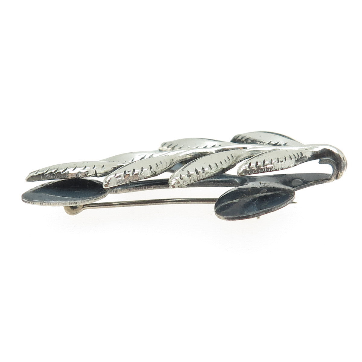 RENOIR SAUTEUR 925 Sterling Silver Niello Vintage 1950s Floral Modernist Brooch