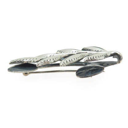 RENOIR SAUTEUR 925 Sterling Silver Niello Vintage 1950s Floral Modernist Brooch