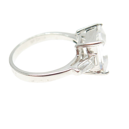 925 Sterling Silver Princess-Cut Shaped C Z Ring Size 7.25