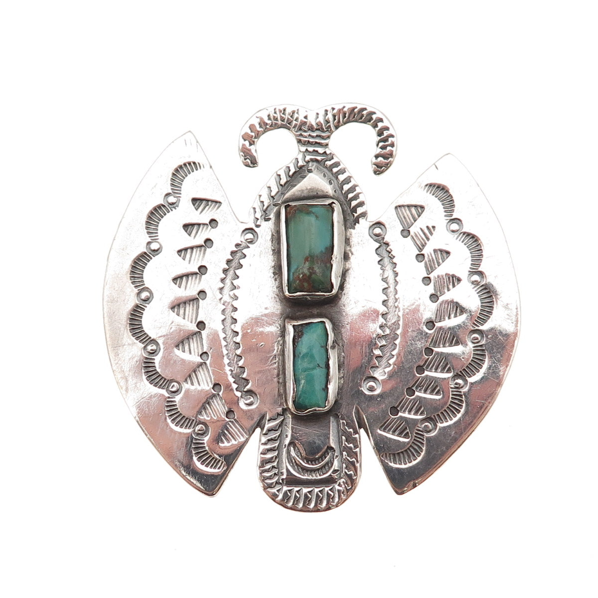 Old Pawn 925 Sterling Silver Vintage Southwestern Turquoise Butterfly Pin Brooch