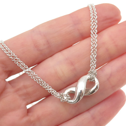 Tiffany & Co. 925 Sterling Silver Vintage Infinity Double Chain Necklace 16"