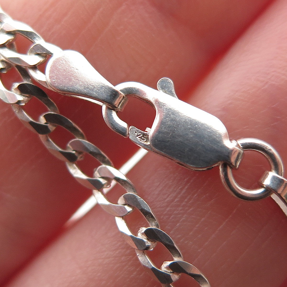 P. Lux 925 Sterling Silver Vintage Italy Curb Chain Necklace 20"