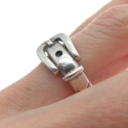 925 Sterling Silver Vintage Belt Buckle Adjustable Ring Size 6.75