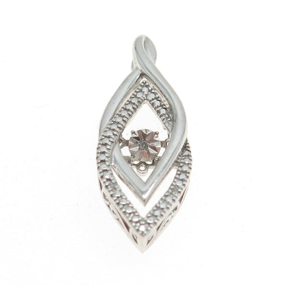 925 Sterling Silver Real Round-Cut Diamond Interlocked Pendant