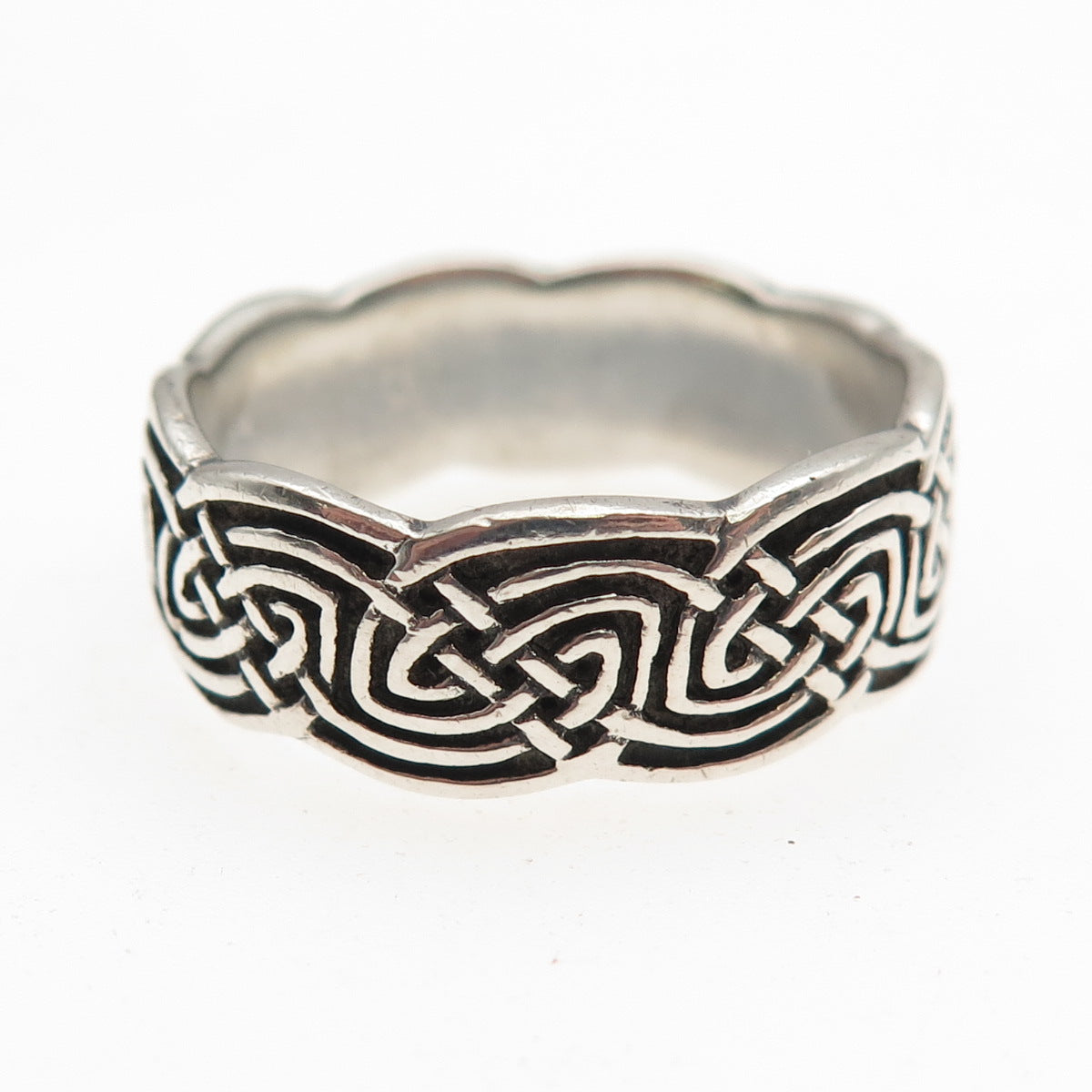 Peter Stone 925 Sterling Silver Vintage Celtic Knot Oxidized Ring Size 10.75