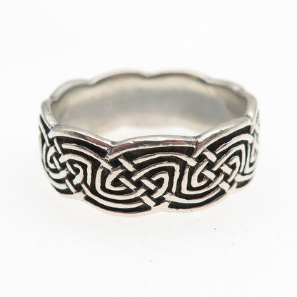 Peter Stone 925 Sterling Silver Vintage Celtic Knot Oxidized Ring Size 10.75