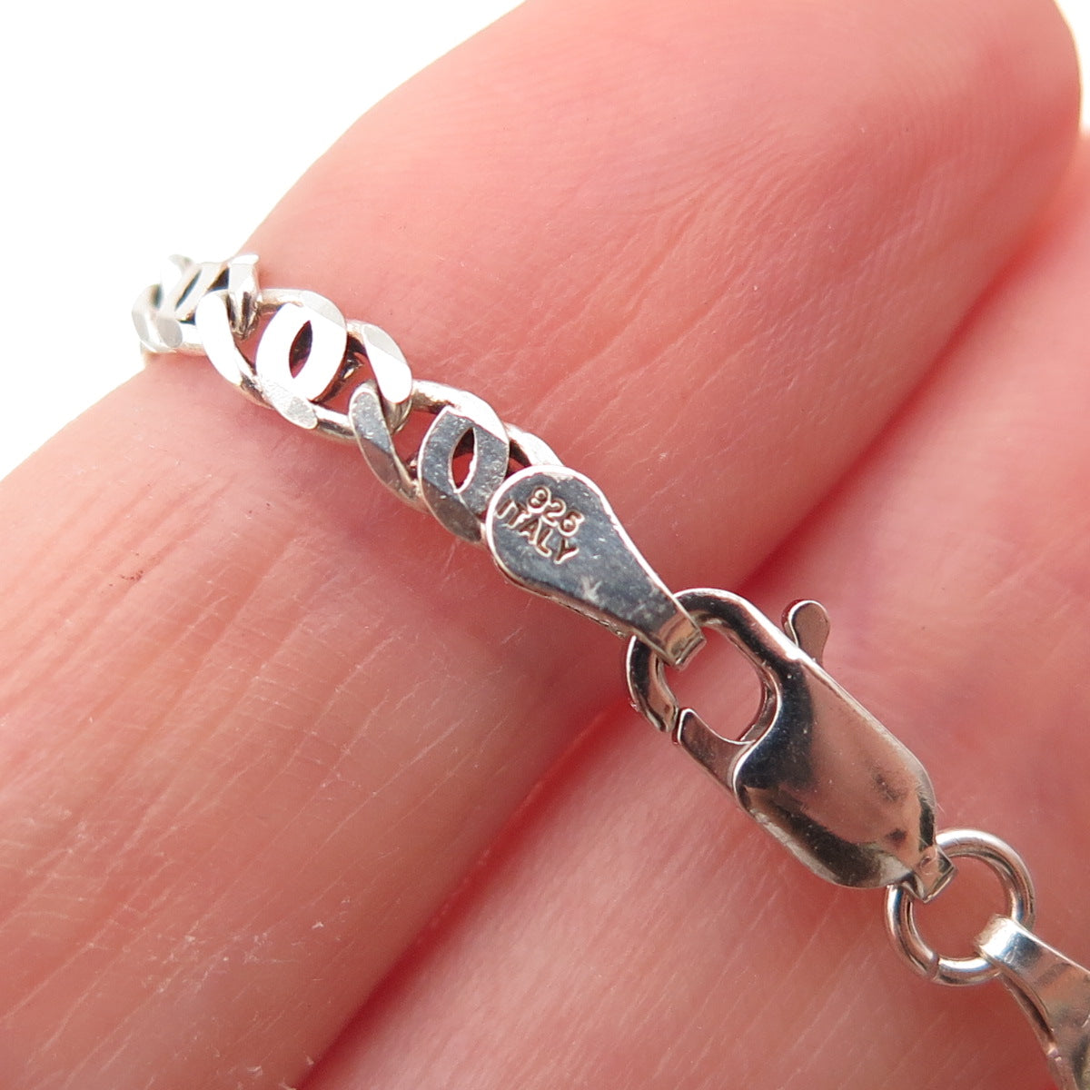 925 Sterling Silver Vintage Italy Anchor Mariner Chain Necklace 18"
