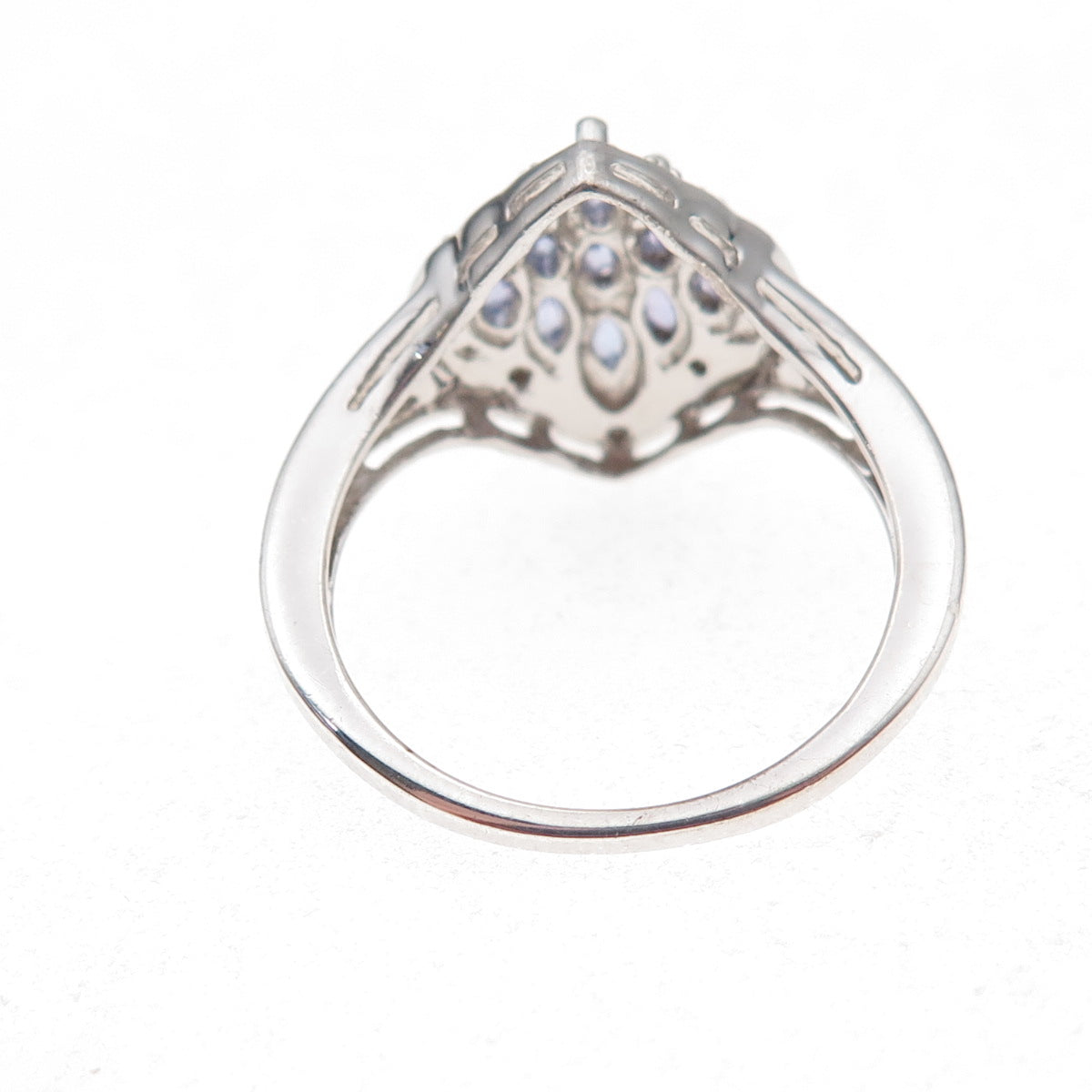 925 Sterling Silver Real Tanzanite & White Topaz Ring Size 8.25