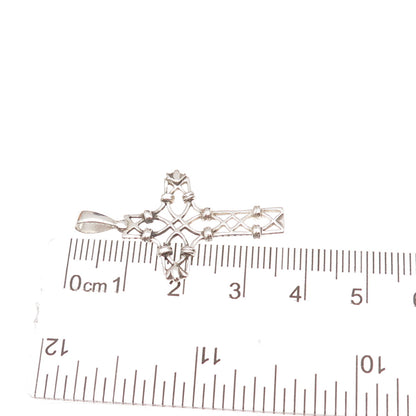 925 Sterling Silver Vintage Cross Ornate Charm Pendant