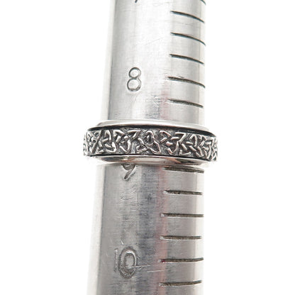 925 Sterling Silver Vintage Celtic Trinity Rotating Band Ring Size 9