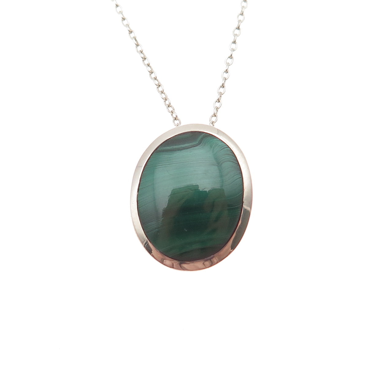 Travis Teller Navajo Old Pawn 925 Sterling Silver Vintage Malachite Necklace 18"