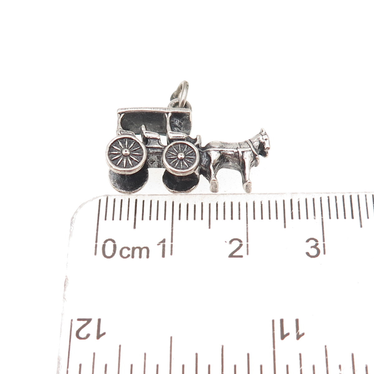 925 Sterling Silver Vintage The Greenbrier Carriage Oxidized 3D Charm Pendant