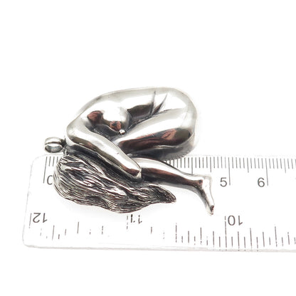 C. Ross 8P 925 Sterling Silver Vintage Naked Lady Oxidized Pendant