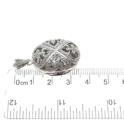 CHUCK CLEMENCY Sterling Silver Real Diamond Fleur de Lis Locket Charm Pendant