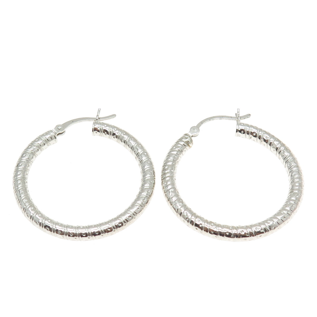 925 Sterling Silver Ornate Hoop Earrings