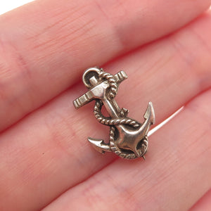 Vanguard 925 Sterling Silver Antique WWII US Navy Anchor Oxidized Pin Brooch