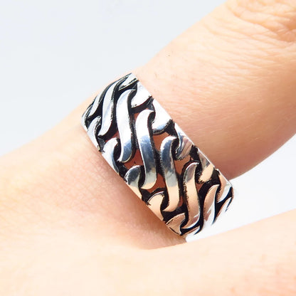 925 Sterling Silver Vintage Braided Band Ring Size 9.5