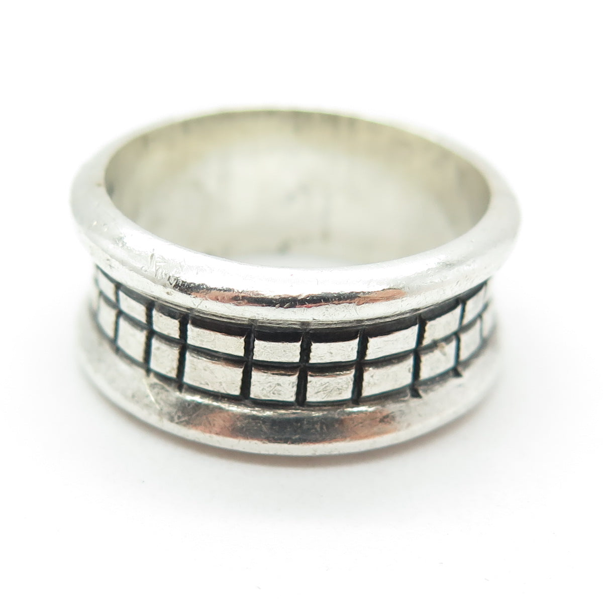 925 Sterling Silver Vintage Mexico Cuban Cigar Oxidized Ring Size 9.5