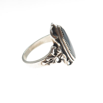 WHEELER MFG Old Pawn 925 Sterling Silver Vintage Hematite Oxidized Ring Size 8