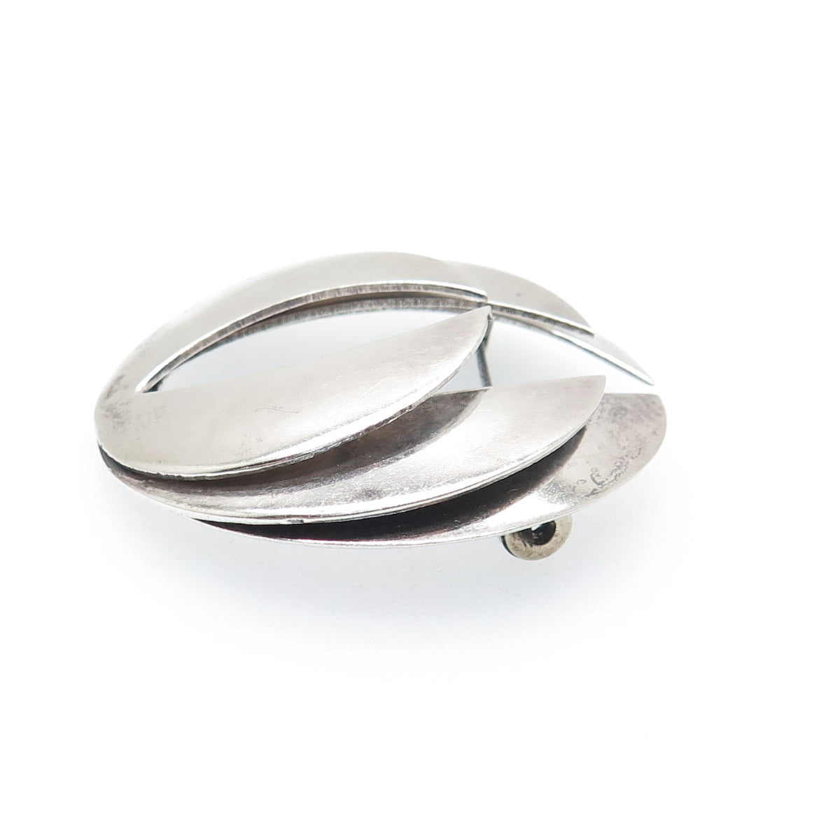 925 Sterling Silver Vintage Mexico Modernist Oxidized Pin Brooch
