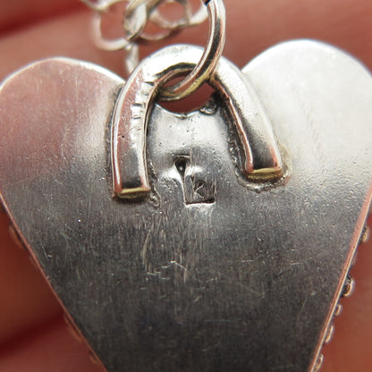 KATHERINE LINCOLN 925 Sterling Vintage Moonstone Modernist Heart Necklace 16"