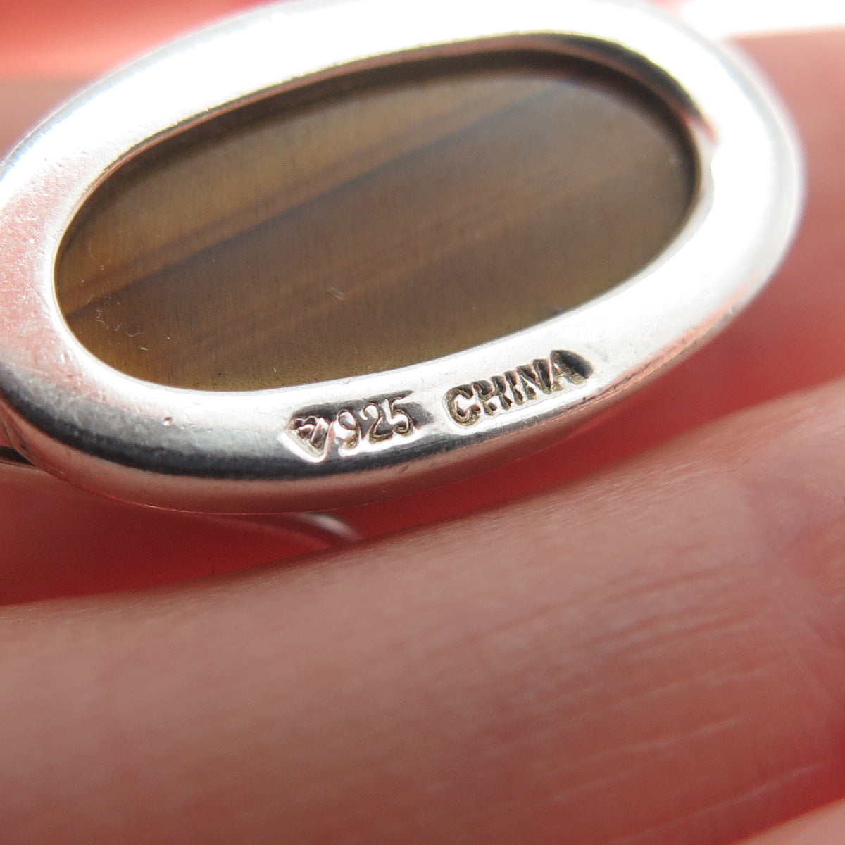 925 Sterling Silver Vintage Real Cabochon Tiger Eye Dangle Earrings