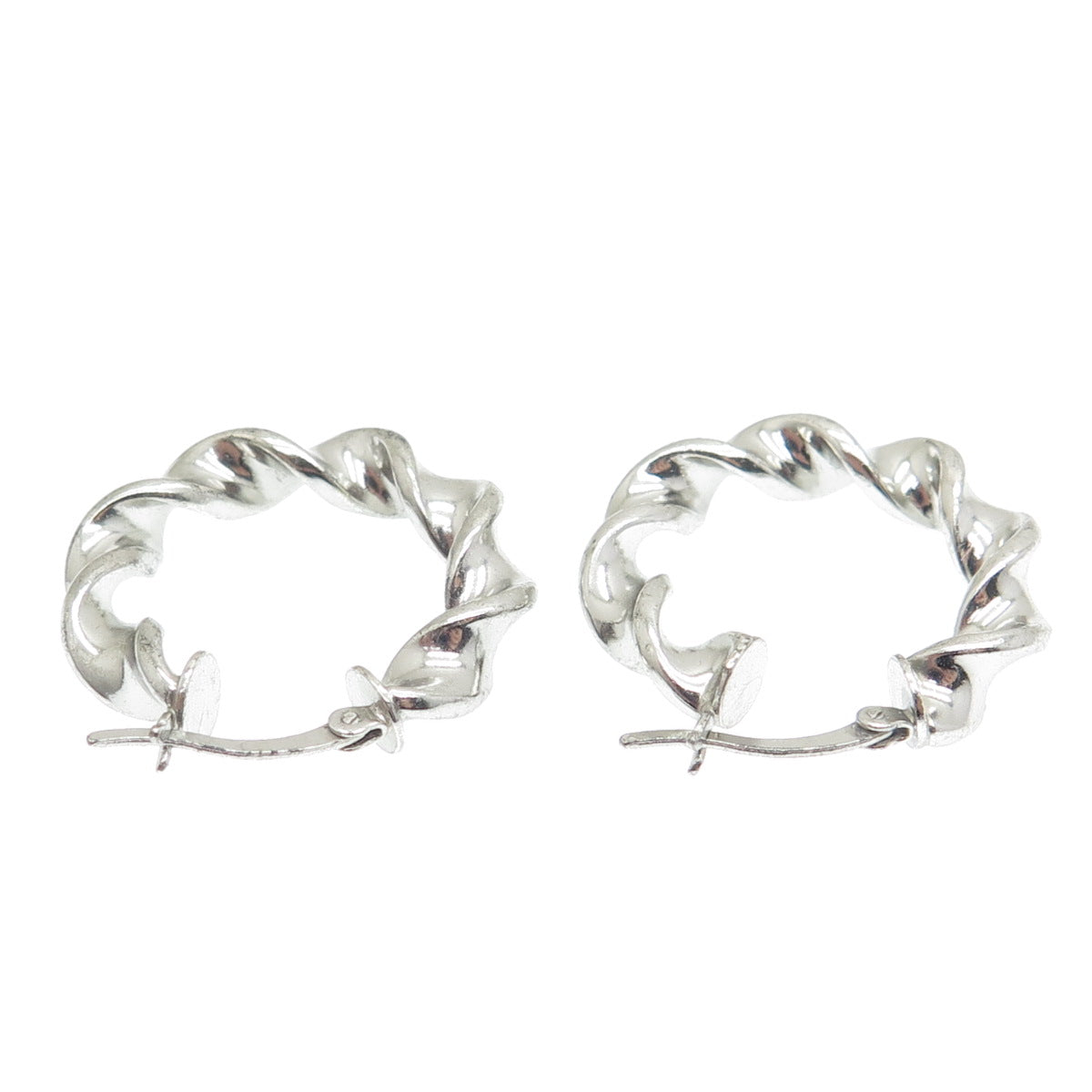 HANIN 925 Sterling Silver Twisted Hinged Hoop Earrings